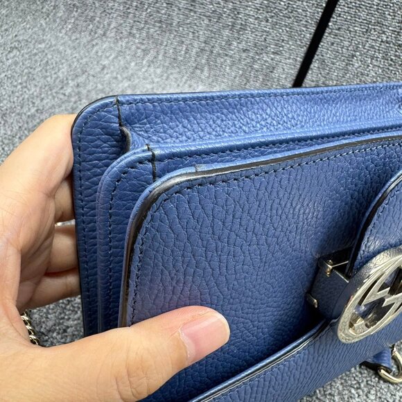 GUCCI Interlocking G Blue Leather Shoulder Bag 650-081525 - Picture 7 of 15